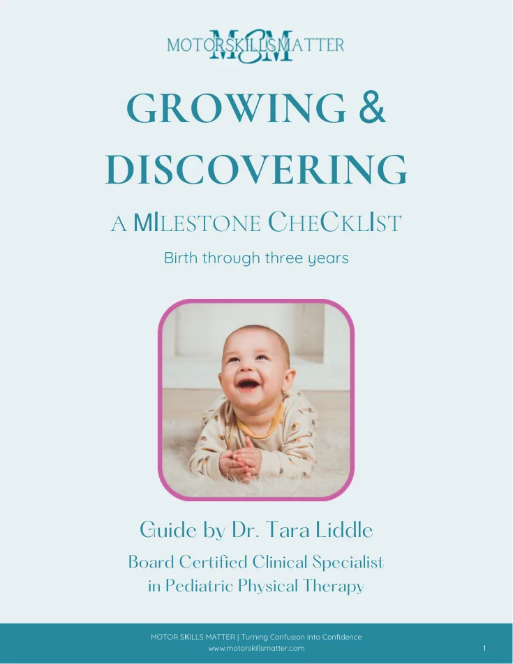 Cover of the Growing & Discovering milestone checklist, birth through three years